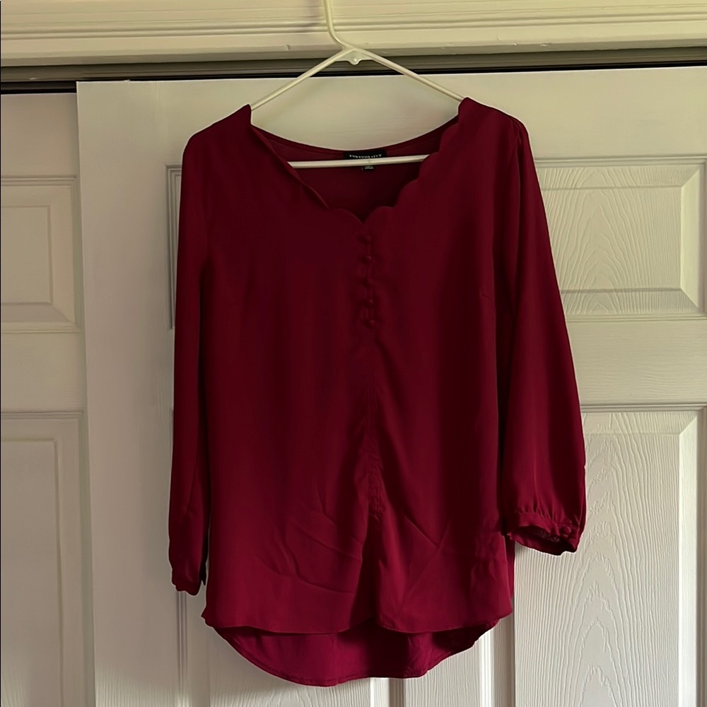 Women's Burgundy Blouse Stitch Fix Fortune + Ivy Medium